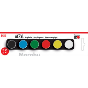 Marabu acrylverf basisset, 12 kleuren, 12 x 3,5 ml