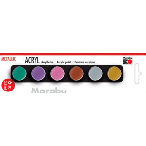 Marabu acrylverf set Metallic, 6 kleuren, 6 x 3,5 ml