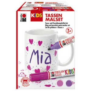 Marabu KiDS kleur- en tekenset MIA voor tassen, porseleinstiften op waterbasis, framboos en violet