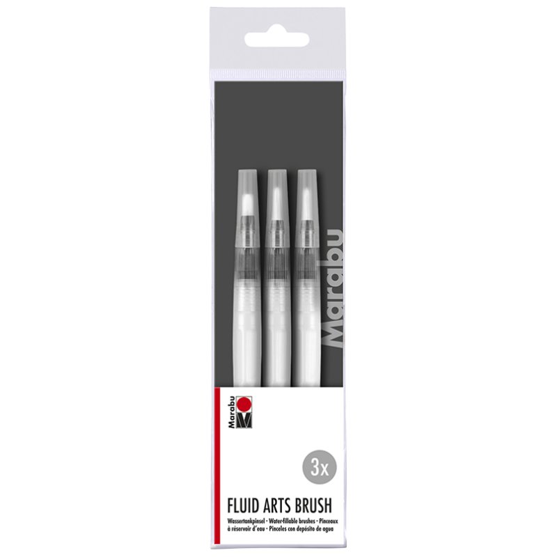 Marabu aquarel penselen set, 3 mm rond/4 mm rond/5 mm plat, 3 stuks
