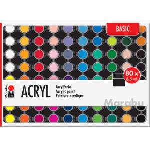 Marabu acrylverf set BASIC, 80 x 3,5 ml, watergedragen