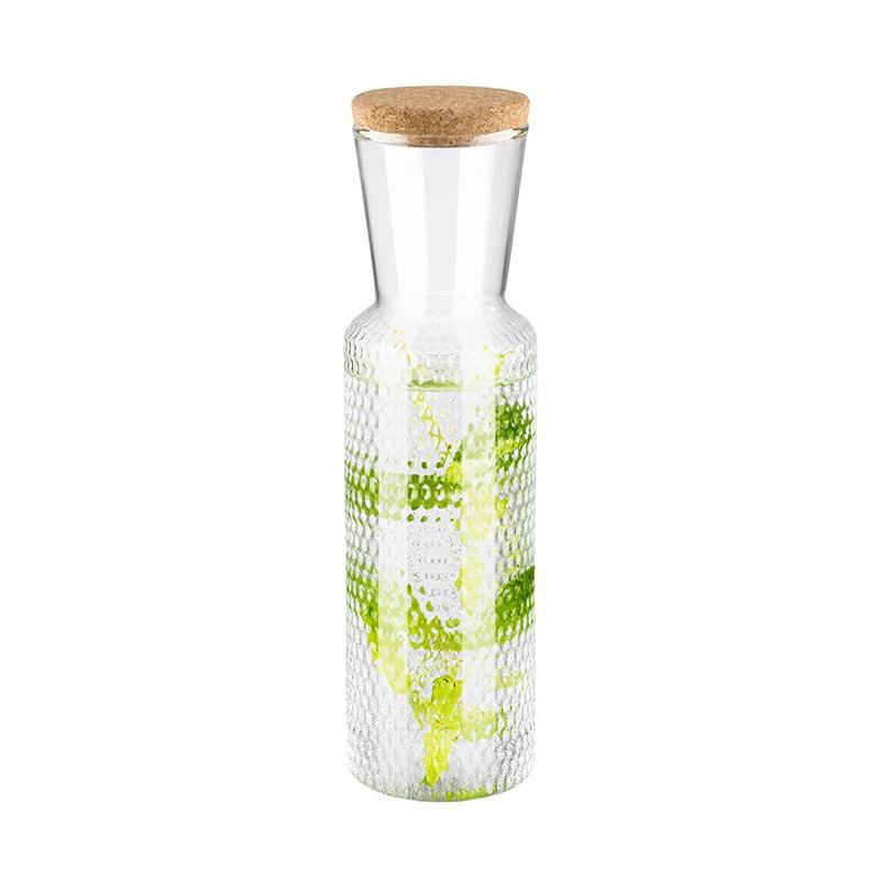 APS glazen karaf DOTS, helder glas, 0,9 liter, met kurken deksel