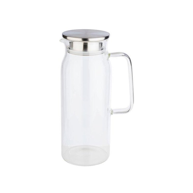 APS glazen karaf met deksel, 1,5 liter, glas/rvs, geïntegreerde zeef