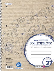 LANDRÉ gelinieerd schrift A4, 80 bladen, gerecycled papier