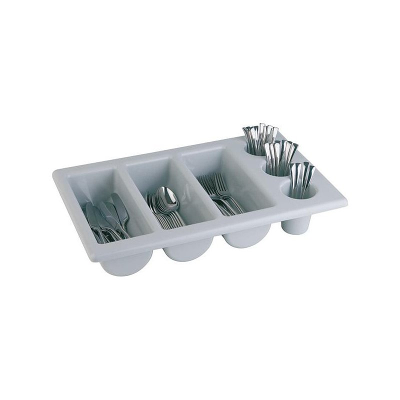 APS bestekbak GN 1/1, 6 vakken, grijs, 530×325×100 mm
