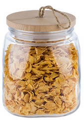 APS voorraadpot WOODY, 1,0 liter, glas, kieferhout deksel