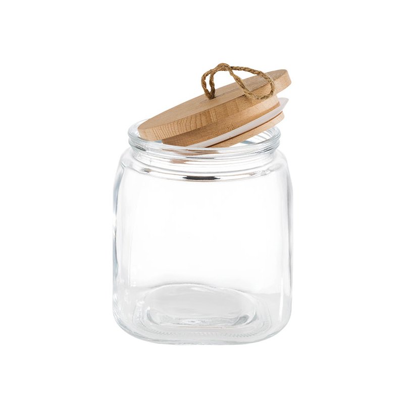 APS pot de stockage WOODY, 2,0 litre, verre avec couvercle en bois de sapin