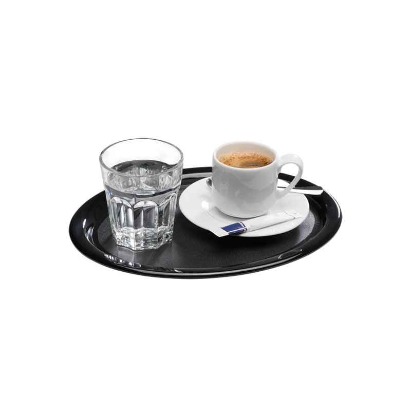 APS plateau CAFÉ, ovale, mélamine noire, 260×200×15 mm