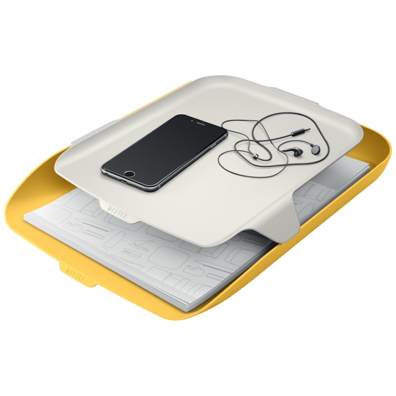 LEITZ Corbeille à courrier Cosy DIN A4, gris, avec organiseur