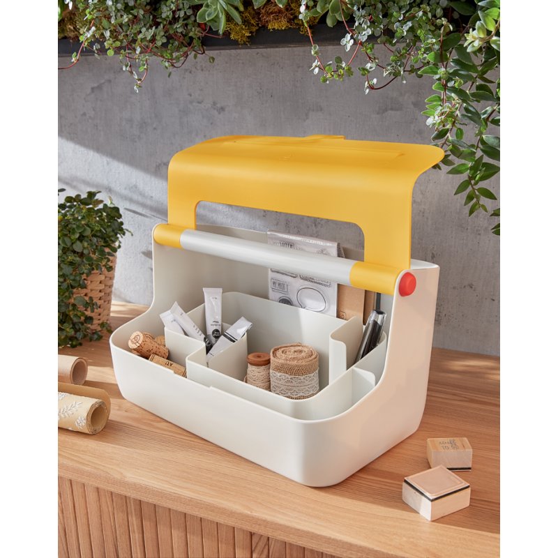 LEITZ Boîte de rangement mobile Cosy, gris clair/jaune, étanche, plastique ABS