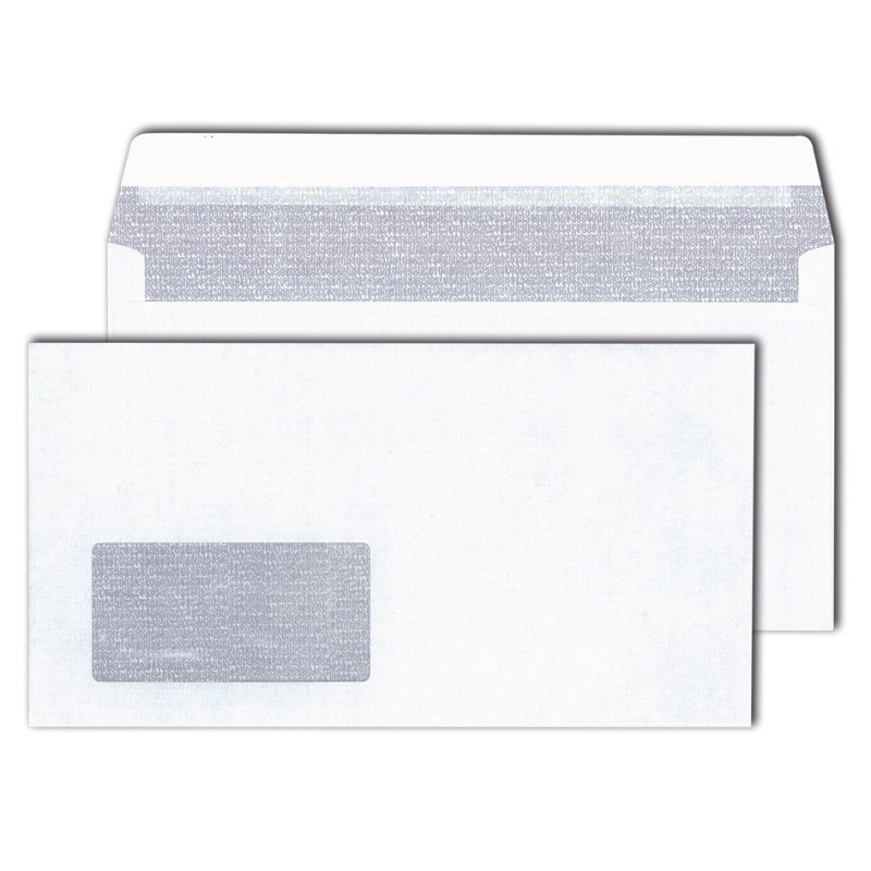 MAILmedia enveloppes, 125 × 235 mm, blanc pur, fenêtre gauche, 500 pièces