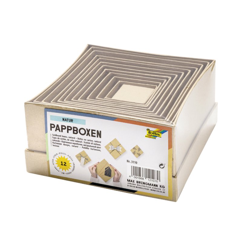 folia kartonnen dozen, vierkant, naturel, 12 stuks gesorteerd