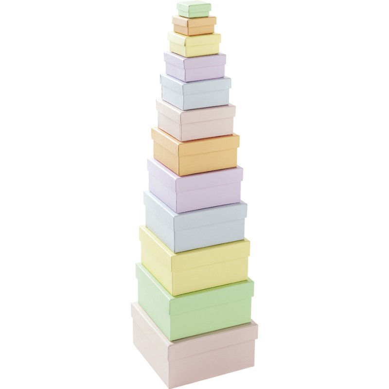 folia kartonnen dozen PASTELL, vierkant, pastelkleuren, 12 stuks