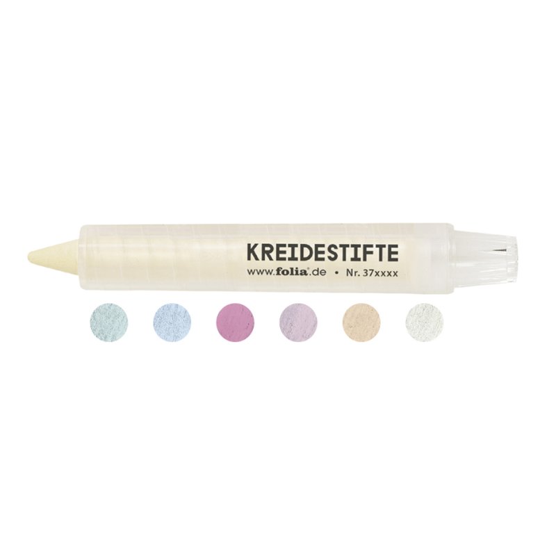 folia krijtstiften set, pasteltinten, vochtig afwisbaar, 6 stuks