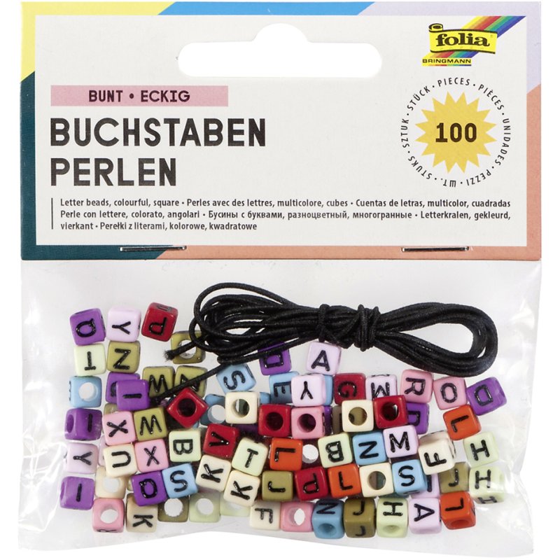 folia letterkralen vierkant, acryl 5×5 mm, gemengde kleuren, 100 stuks