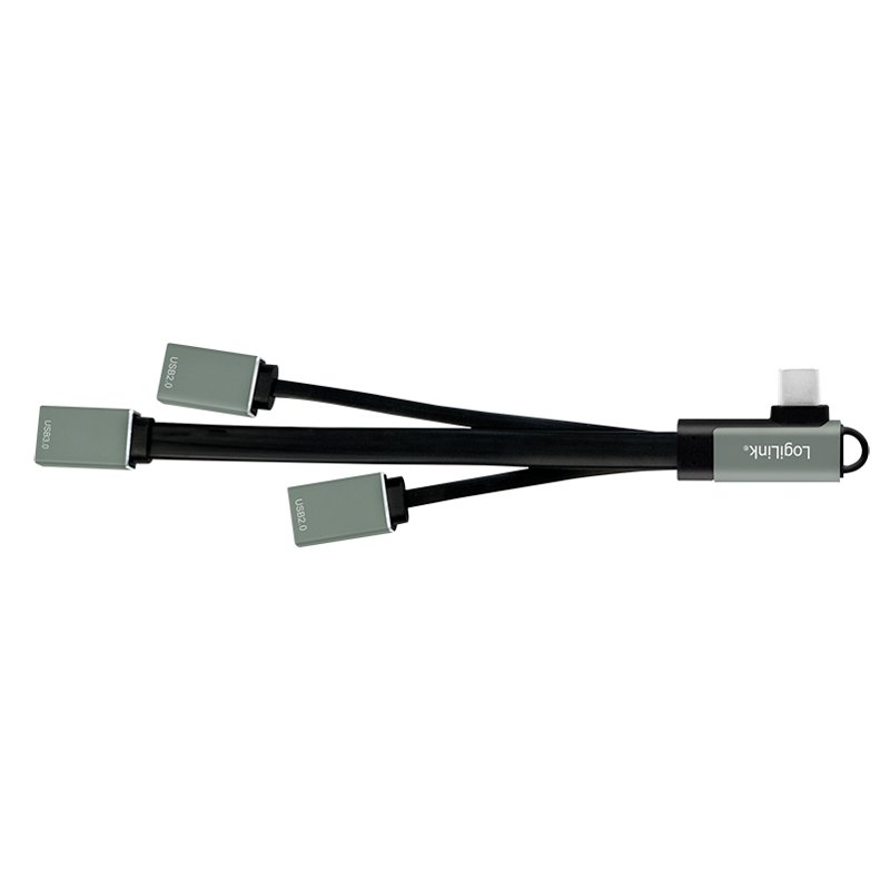 LogiLink Hub USB-C avec connecteur coudé, 4 ports, aluminium