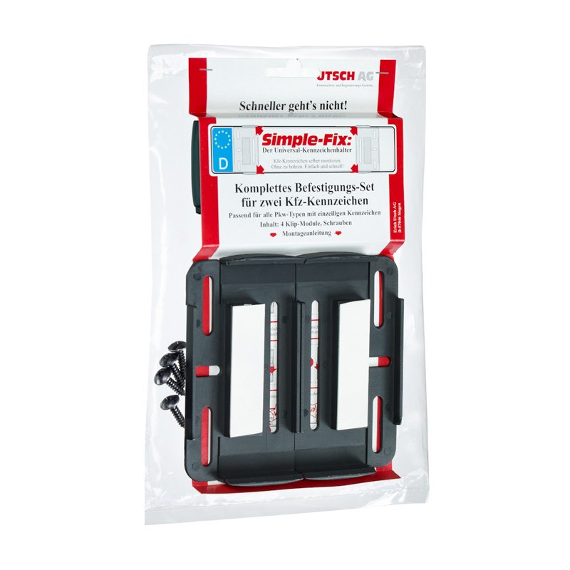 IWH support de plaque d'immatriculation Simple-Fix, noir, 2 pièces