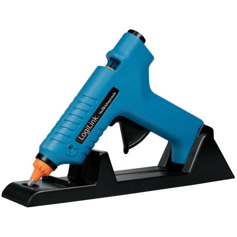 LogiLink pistolet à colle sans fil, 80 watts, bleu, avec station de charge
