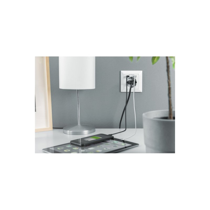 DIGITUS safety wall socket flush-mounted, USB-C and USB-A ports, white