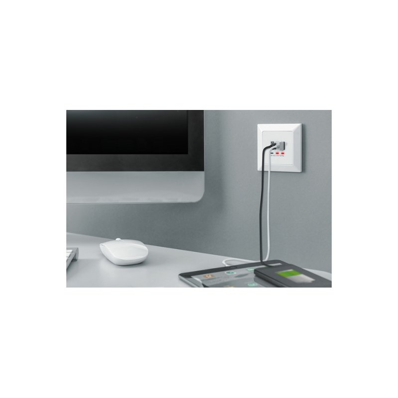 DIGITUS prise murale avec ports USB-A et USB-C, montage encastré, blanc RAL9003