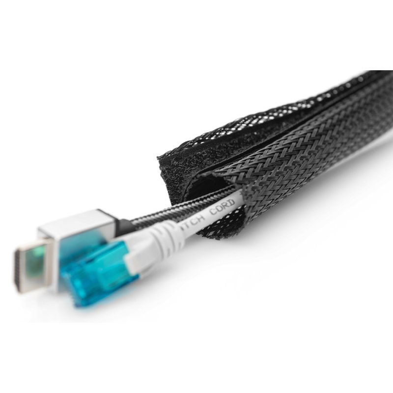 DIGITUS gaine de câble flexible avec velcro, noir, polyester, 2 m