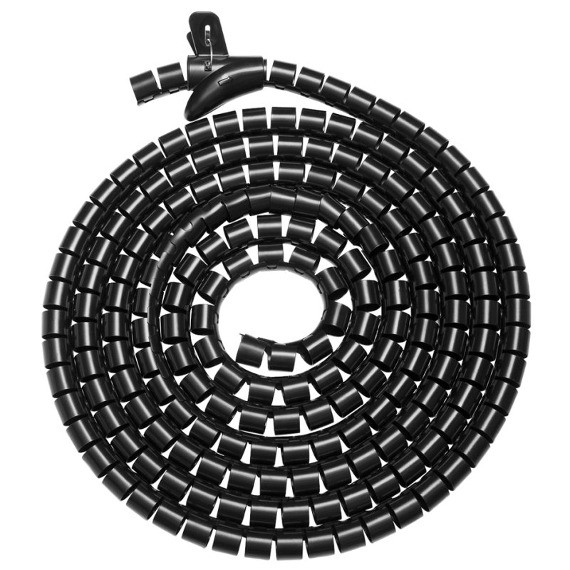 DIGITUS flexibele kabelspiraalslang met invoerhulp, zwart, 3 cm diameter, 5 meter