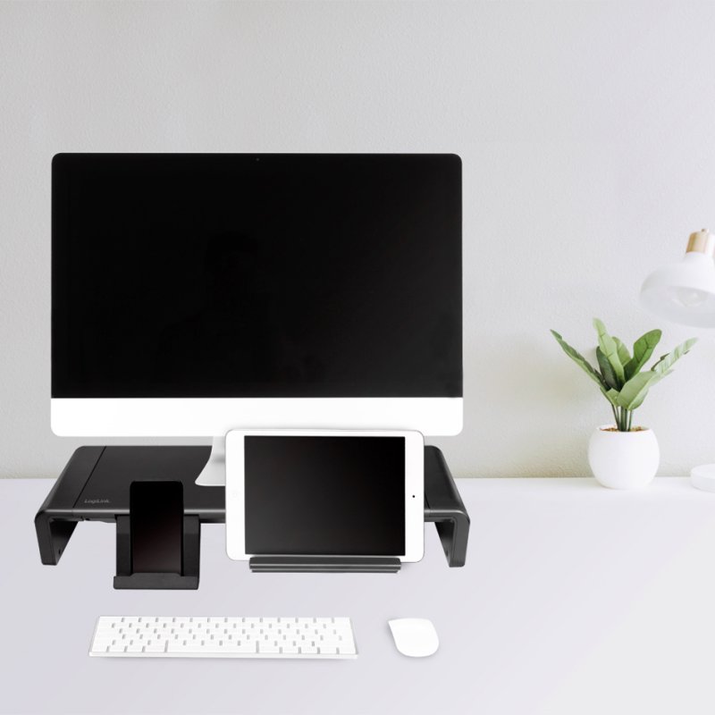 LogiLink monitor stand, adjustable width, black, 25 kg load capacity