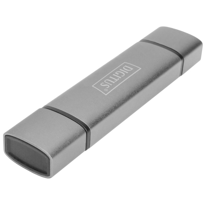 DIGITUS concentrateur double lecteur de cartes USB-C/USB 3.0, OTG, gris
