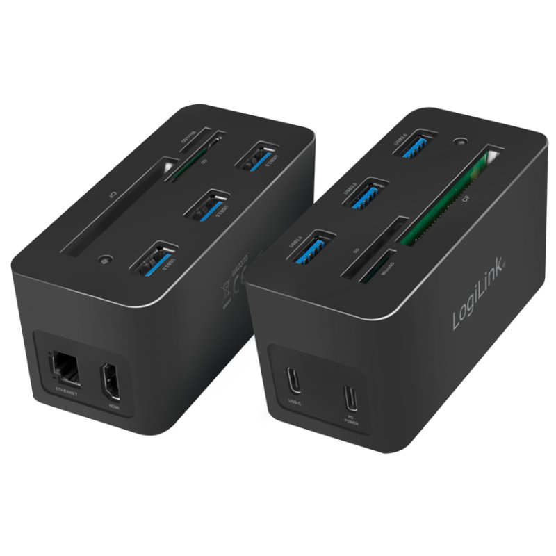 LogiLink USB 3.2 Mini Docking Station, zwart, 10-poorts, USB-C