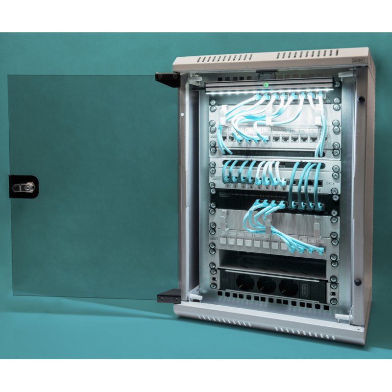 DIGITUS wandverdeler 10"/19" DN-1019, IP20-bescherming, grijs RAL7035