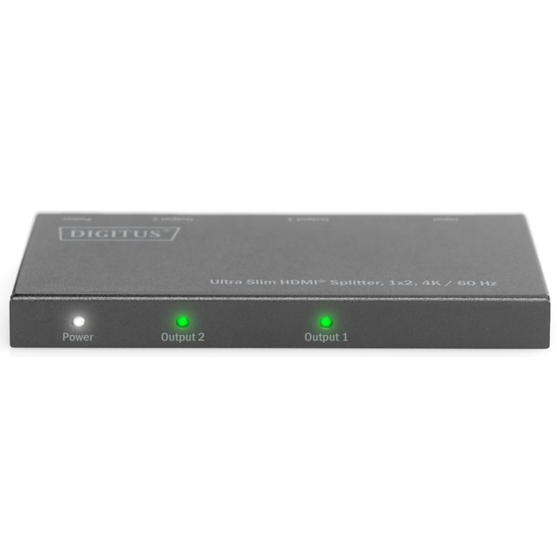 DIGITUS ultra-slim HDMI splitter, 1 input 2 outputs, 4K/60 Hz, black