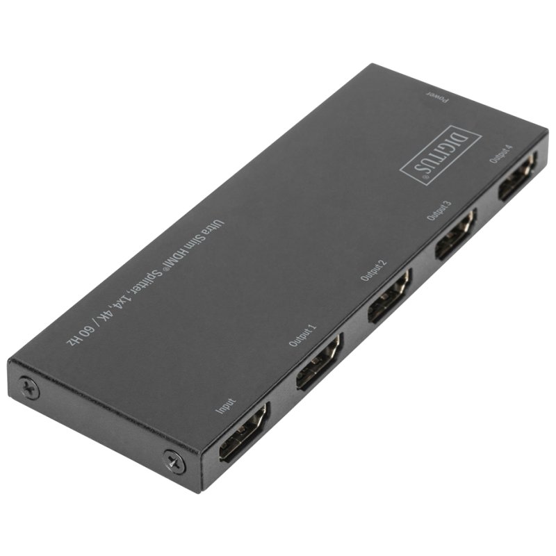 DIGITUS Ultra Mince répartiteur HDMI, 1 vers 4, 4K/60 Hz, noir