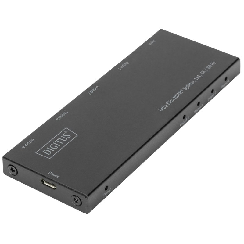 DIGITUS Ultra Mince répartiteur HDMI, 1 vers 4, 4K/60 Hz, noir