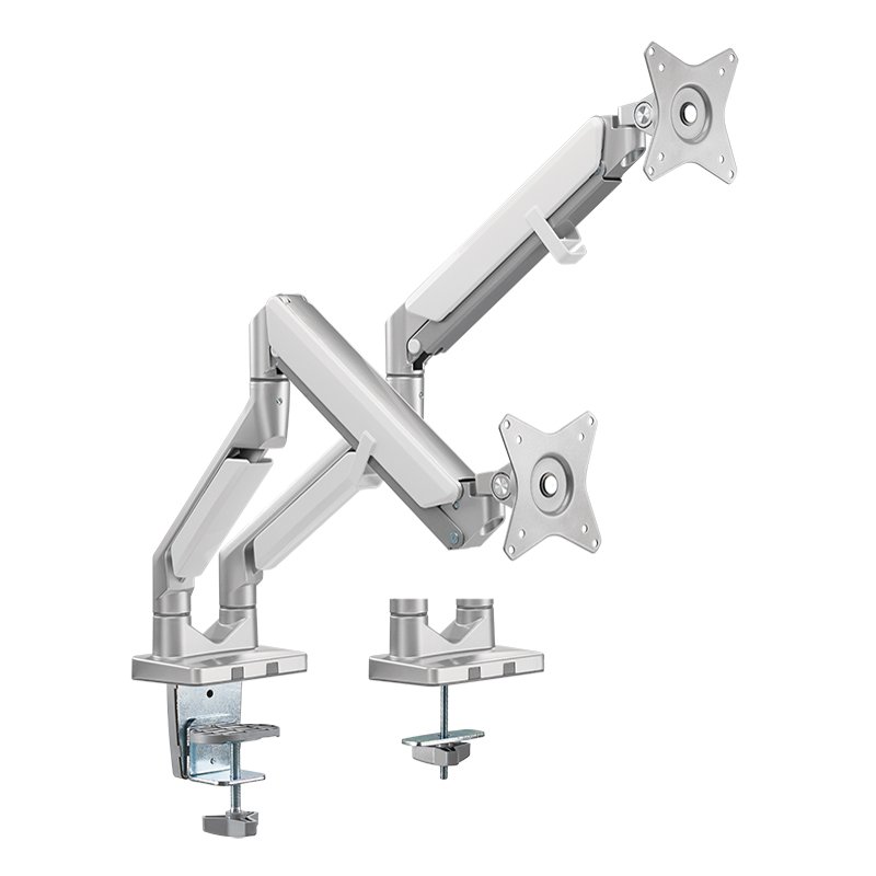 LogiLink bras double écran aluminium, argent, 17-32 pouces, moniteurs courbes