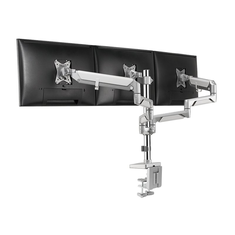 LogiLink bras triple moniteur, aluminium argent, courbé, 17-27 pouces