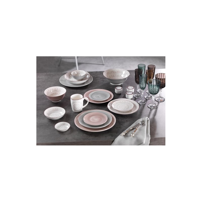 Ritzenhoff & Breker service Valencia, blanc/rose, 16 pièces, porcelaine, lave-vaisselle