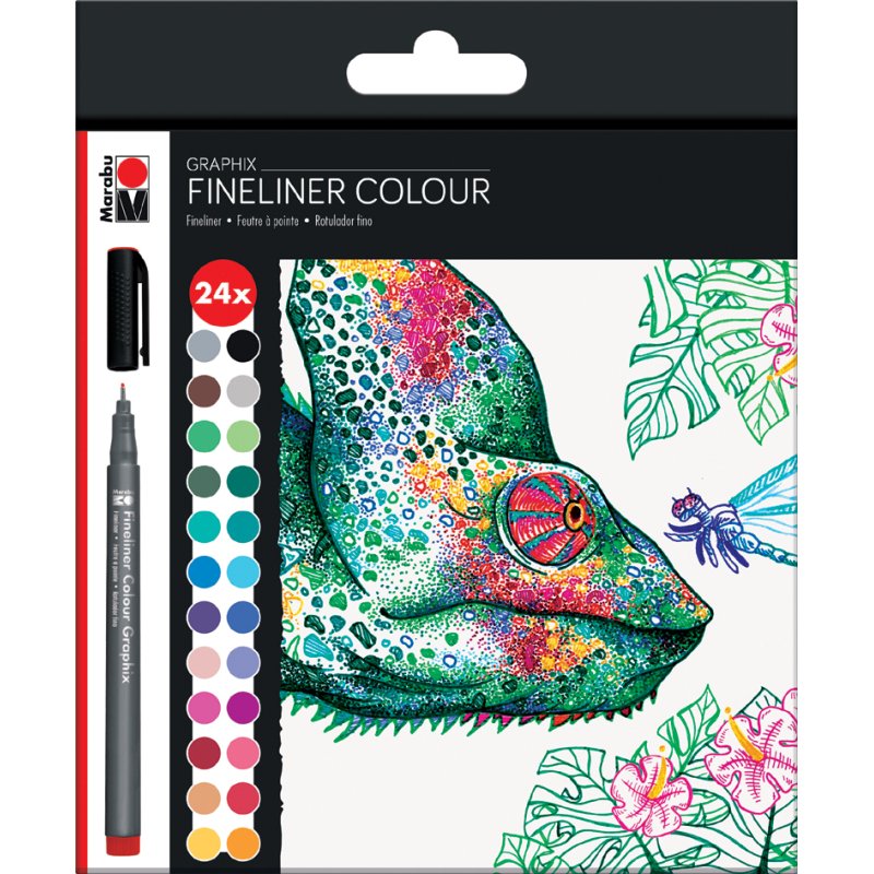 Marabu fineliner Colour Graphix Hypnotize, 0,5 mm, gekleurd gesorteerd, 24 stuks