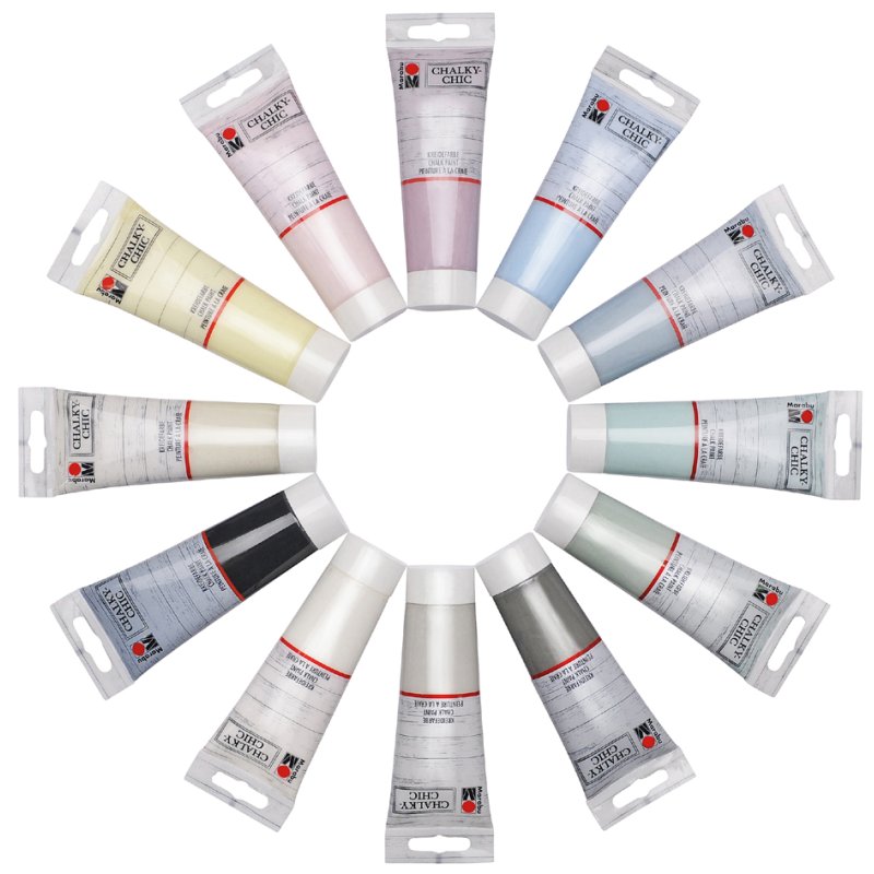 Marabu krijtverf Chalky-Chic, 12 kleuren gesorteerd, 12 × 100 ml