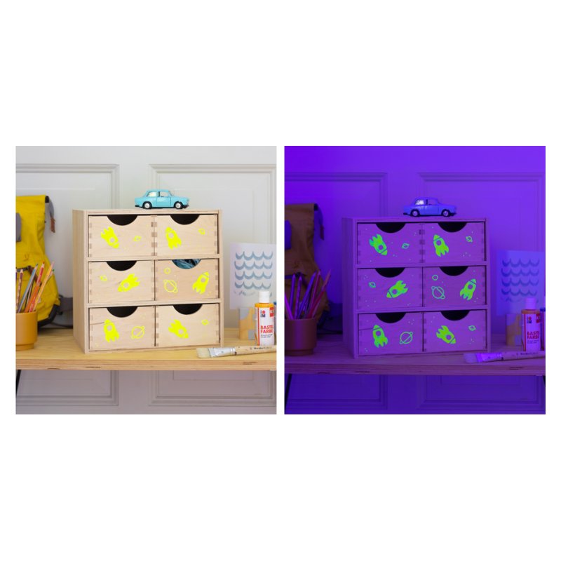 Marabu nachtlichtverf gloeiende sterren, fluorescerend, 2×15 ml geel/oranje