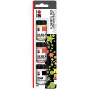 Marabu nachtlichtverf gloeiende sterren, fluorescerend, 2×15 ml geel/oranje