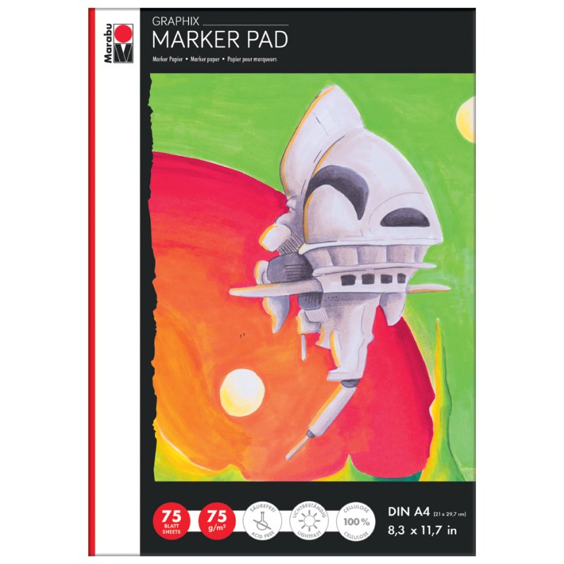 Marabu markeerpapierblok Marker Pad GRAPHIX, A4, 75 g/m², 75 vel