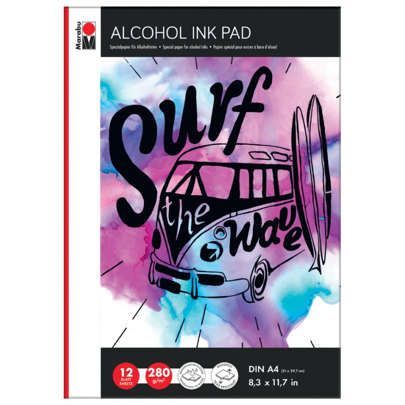 Marabu speciaal papierblok alcohol ink, A4, 280 g/m², 12 vel