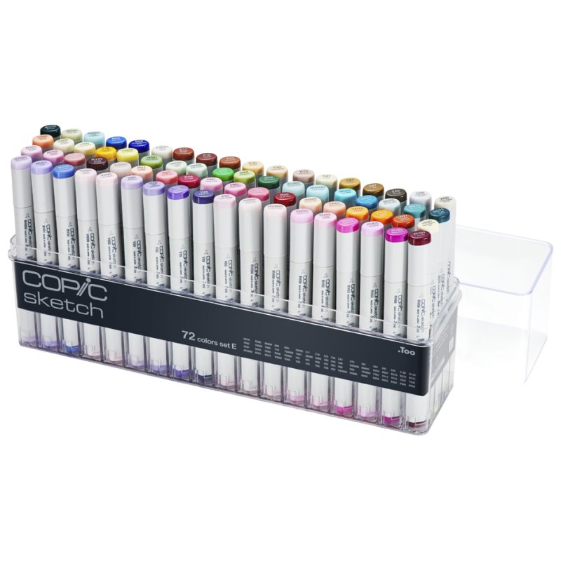 COPIC markers Sketch Set E, double pointe, rechargeables, 72 unités