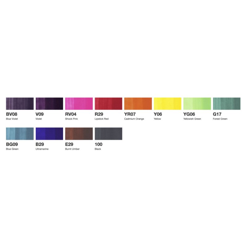 COPIC ciao markers, alcohol-based, refillable, 12-piece
