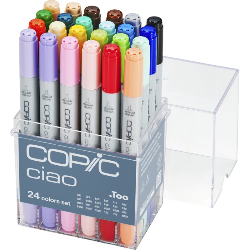COPIC ciao markers, base alcool, rechargeables, 24 pièces