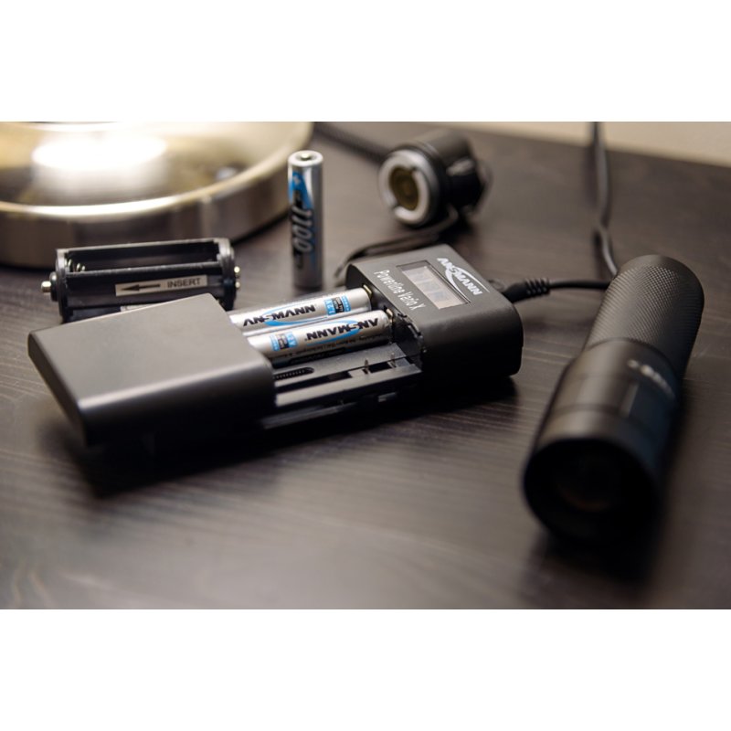 ANSMANN universele batterijlader Powerline Vario X, zwart, LCD-display, USB-aansluiting