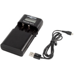 ANSMANN universele batterijlader Powerline Vario X, zwart, LCD-display, USB-aansluiting