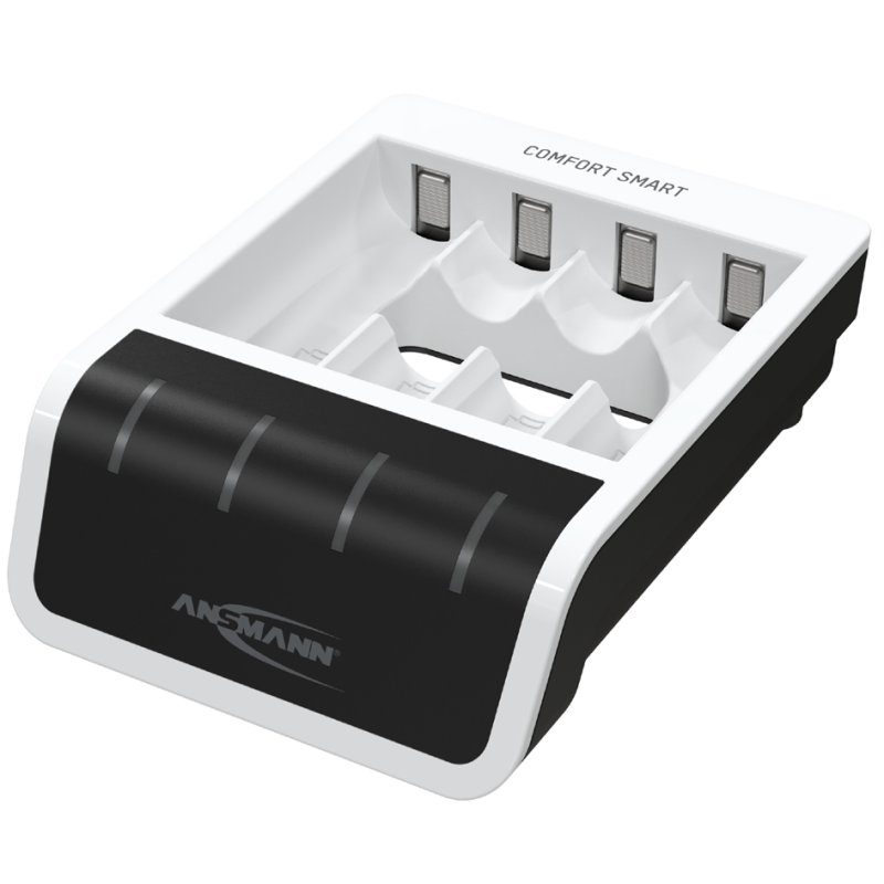 ANSMANN Comfort Smart snellader, inclusief 4 AA batterijen, wit/zwart