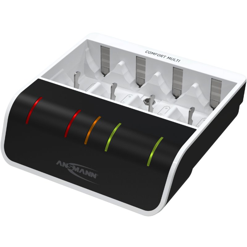 ANSMANN snellader Comfort Multi, wit/zwart, USB-ladebuchse, 1-4 accu's