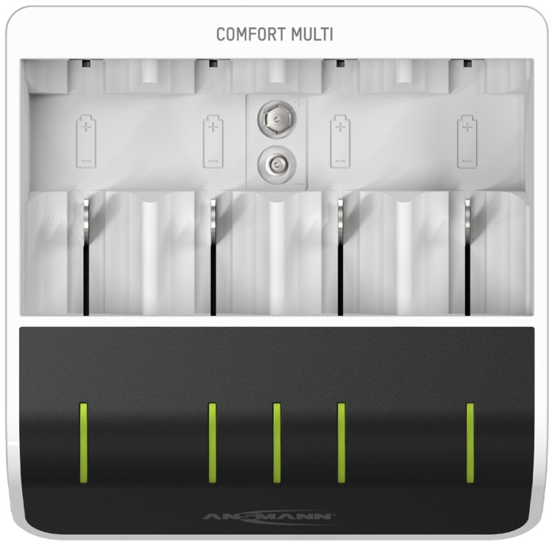 ANSMANN snellader Comfort Multi, wit/zwart, USB-ladebuchse, 1-4 accu's